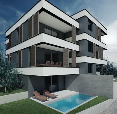 Na prodej nový apartmán se zahrádkou blízko moře, Pag, Chorvatsko