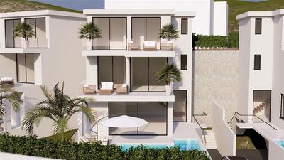 Na prodej čtyři luxusní vily s bazénem a výhledem na moře , Golem, Albánie.