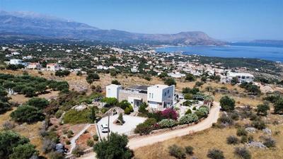 Na prodej elegantní vila s panoramatickým výhledem na moře a západ slunce v Kokkino Chorio, Kréta, Řecko 